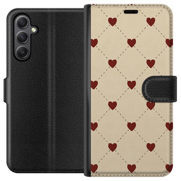 Samsung Galaxy A24 4G Plånboksfodral Heart Grid