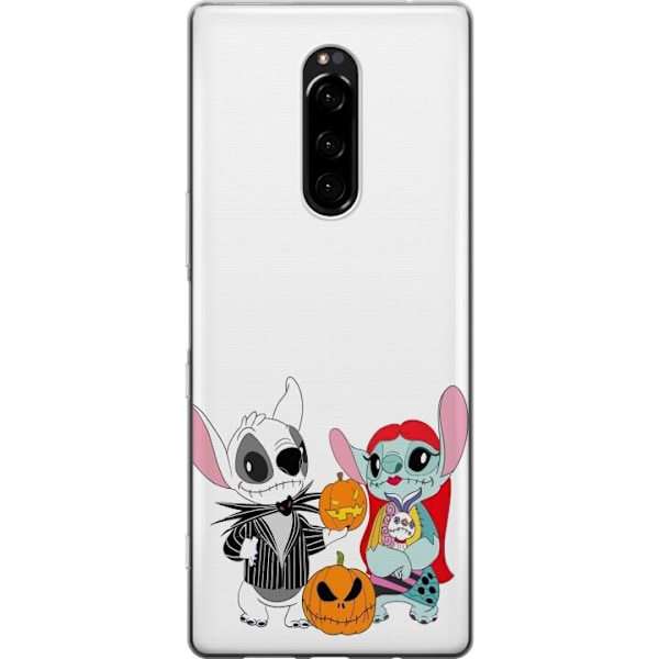 Sony Xperia 1 Läpinäkyvä kuori Stitch perhe addams