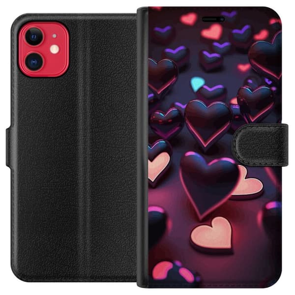 Kompatibel Tegnebogsetui til Apple iPhone 11 Midnatshjerter