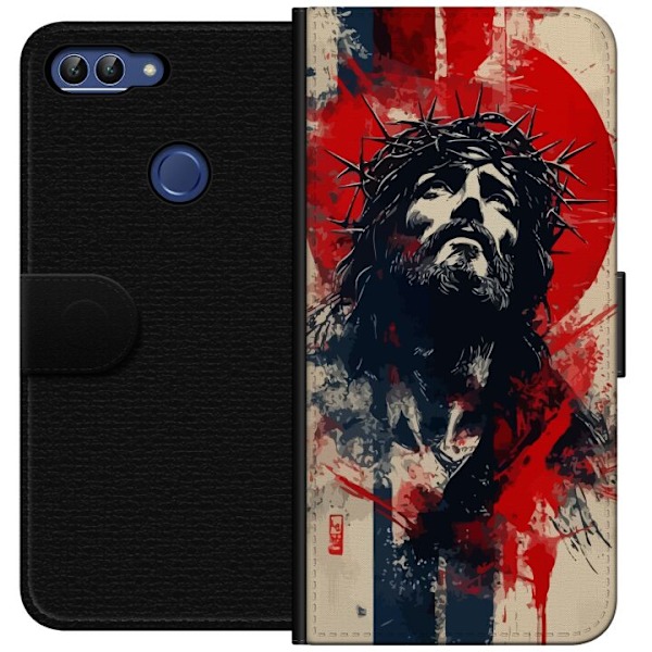 Huawei P smart Tegnebogsetui Jesus med kors - kristent motiv m