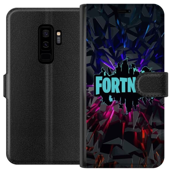 Kompatibelt Plånboksfodral till Samsung Galaxy S9+ Spelinspirerad abstrakt logotypdesign med exploderande former neonljus och dynamisk energi för mod