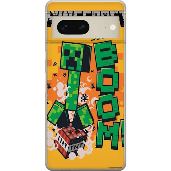 Google Pixel 7 Genomskinligt Skal Minecraft Boom
