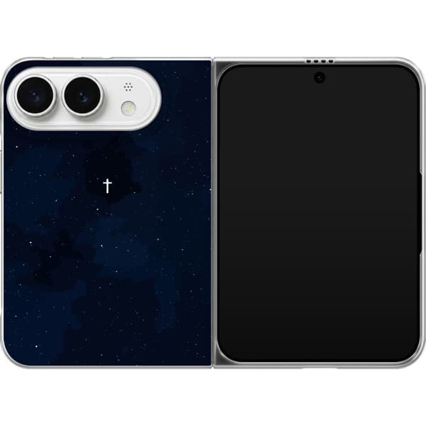 Kompatibelt Mobildeksel til Apple iPhone Duo Vitt kors på stjärnhimmel blå