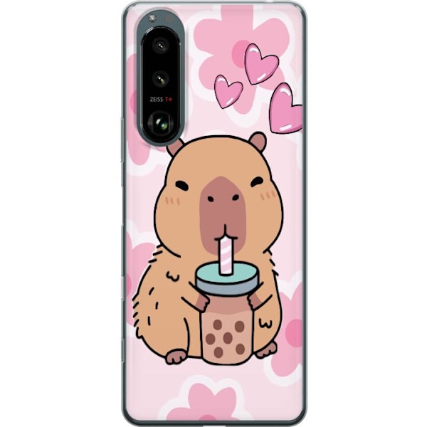 Sony Xperia 5 III Läpinäkyvä kuori Kawaii Capybara Sydän A