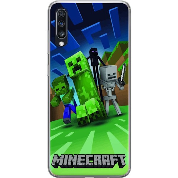 Samsung Galaxy A70 Läpinäkyvä kuori Minecraft Creeper mobilskal i klassisk grön pixelstil