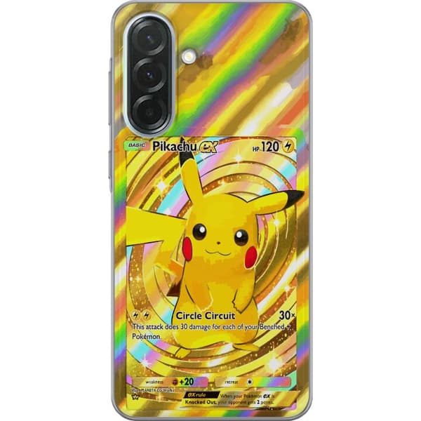 Kompatibelt Mobildeksel til Samsung Galaxy A36 Gullig Pikachu EX samlebilde med regnbueeffekter gull