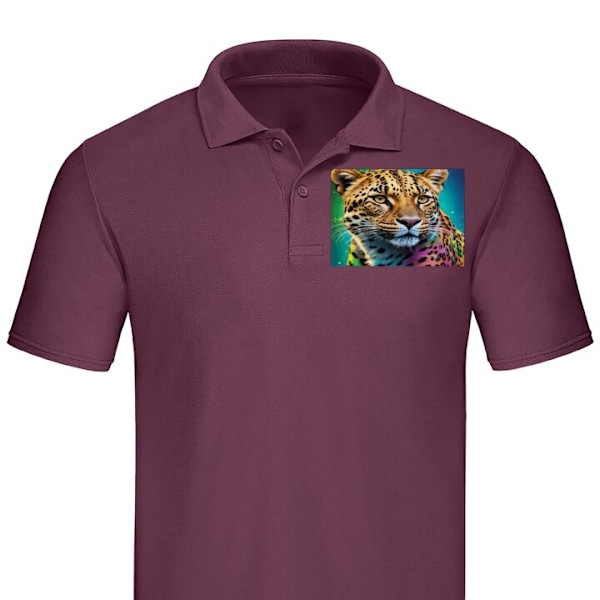 Poloshirt til Voksen | Elegant Poloshirt Leopard Bordeaux Medium