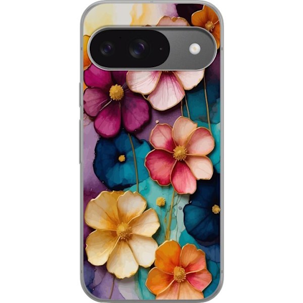 Google Pixel 9 Gennemsigtig cover Blomster Farver