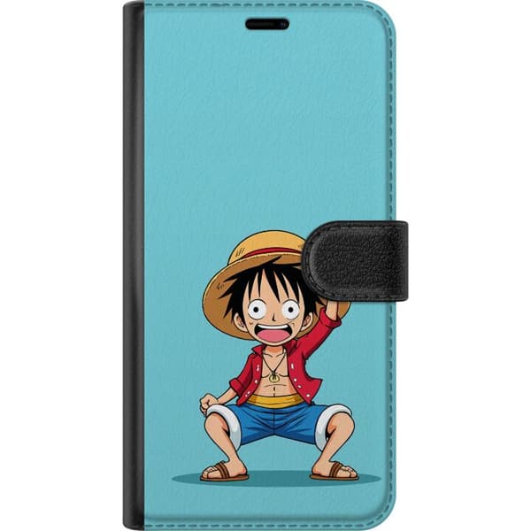 Kompatibel Tegnebogsetui til Google Pixel 10 Pro Luffy med stråhat og rød jakke mod lyseblå baggrund blå