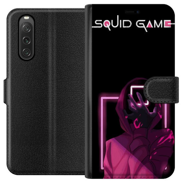Sony Xperia 10 V Lompakkokotelo Squid Game Teema Suosittu Sarja Motiivi Graafinen Ikoninen Suunnittelu Aasialainen Popkulttuuri Jännitys Draama