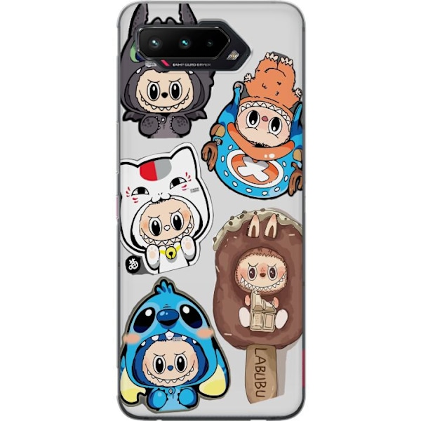 Asus ROG Phone 5 Läpinäkyvä kuori Labubu hahmokokoelma - Pop Mart Labubu The Monsters väriluulisessa muotoilussa