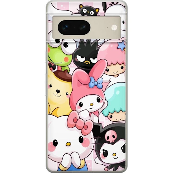 Google Pixel 7 Genomskinligt Skal Kawaii Sanrio Crew
