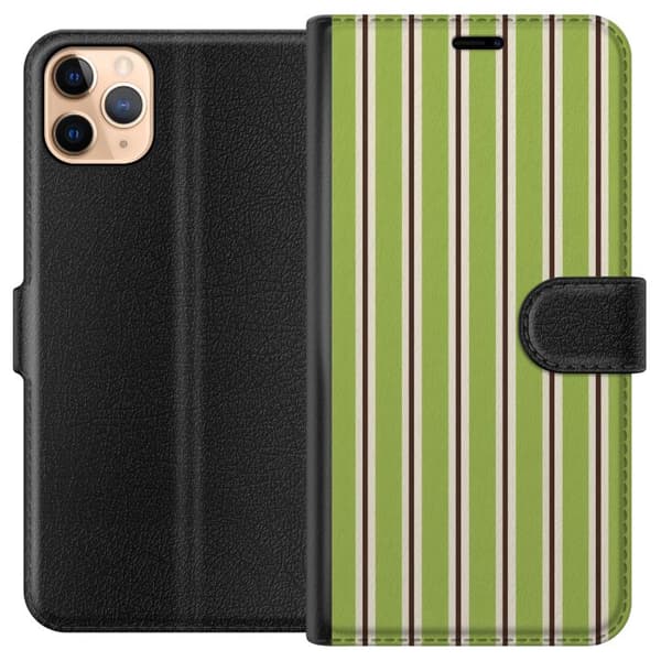 Kompatibelt Plånboksfodral till Apple iPhone 11 Pro Max Matcha Stripe grön