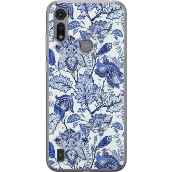 Motorola Moto E6i Gennemsigtig cover Blomster Blå...