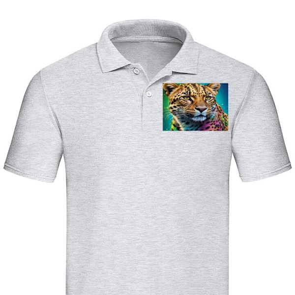 Poloshirt til Voksen | Elegant Poloshirt Leopard Grå Stor