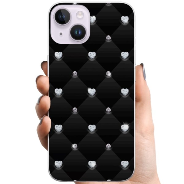 Apple iPhone 15 Plus TPU Mobilcover Diamant Hjerte