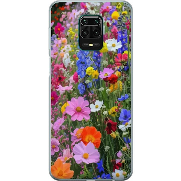 Xiaomi Redmi Note 9 Pro Läpinäkyvä kuori Kukkakuvioinen mobiilikuori kesäisellä niityllä ja luontomaisemalla