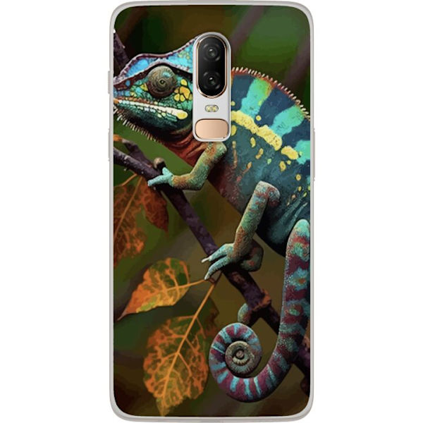 OnePlus 6 Genomskinligt Skal Ödla Grafisk Streetwear Design Djurmönster Modern Urban Stil Populärt Motiv Kreativ Art Trend