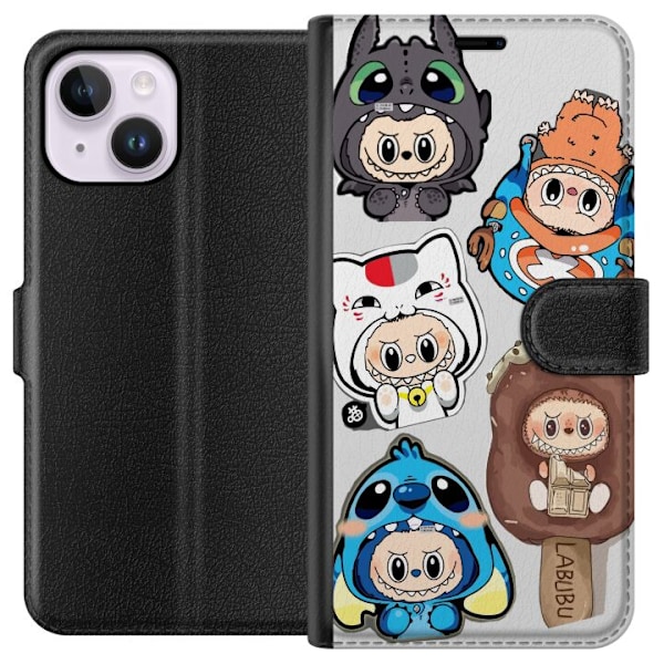 Apple iPhone 15 Plus Lompakkokotelo Labubu hahmokokoelma - Pop