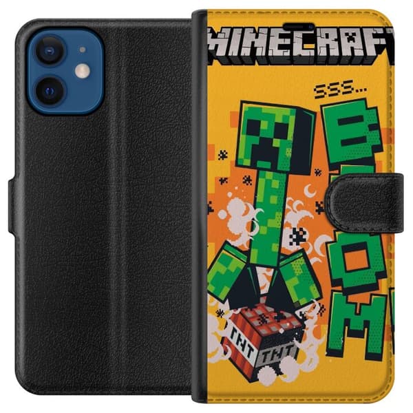 Kompatibel Tegnebogsetui til Apple iPhone 12 Minecraft Boom