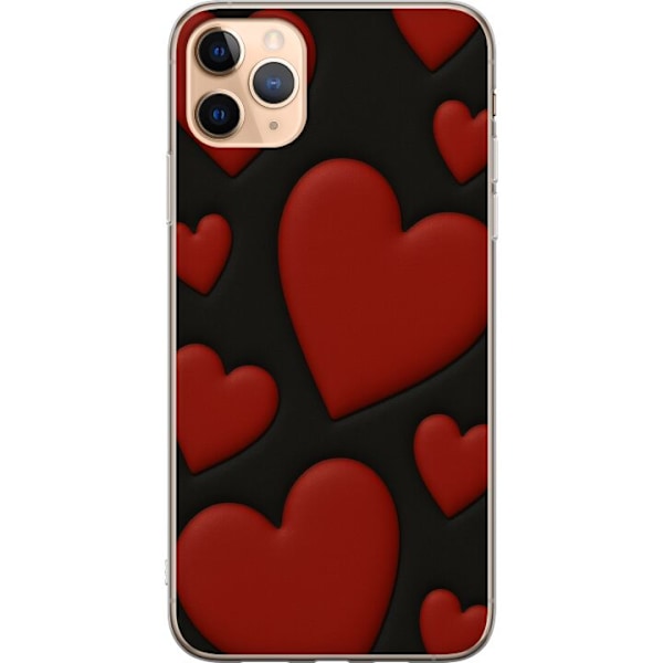 Apple iPhone 11 Pro Max Läpinäkyvä kuori Punaiset Samettisydämet
