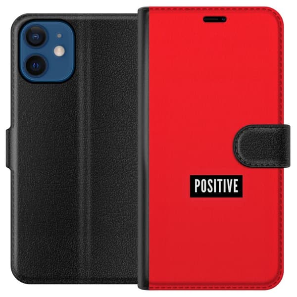 Kompatibelt Plånboksfodral till Apple iPhone 12 Positive text röd