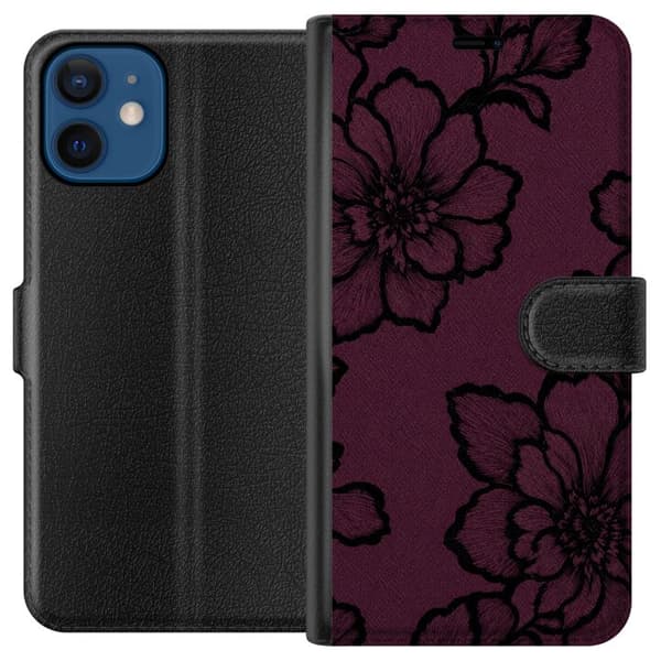Kompatibel Tegnebogsetui til Apple iPhone 12 mini Brombærblomst lilla