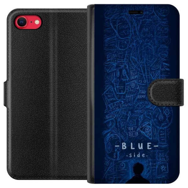 Kompatibelt Plånboksfodral till Apple iPhone SE (2020) Blue Side illustration blå
