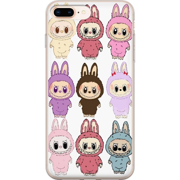 Apple iPhone 8 Plus Läpinäkyvä kuori Labubu Pink Monster -