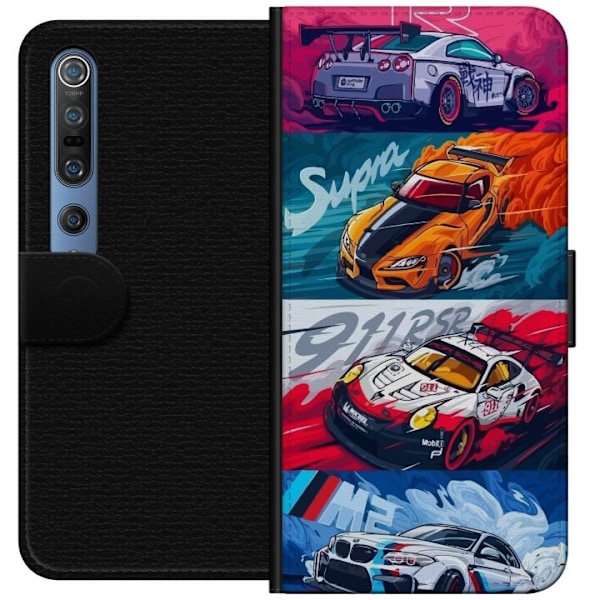 Xiaomi Mi 10 Pro 5G Lompakkokotelo Nopeat Autot - Piirretty Kuvio Toiminnalla