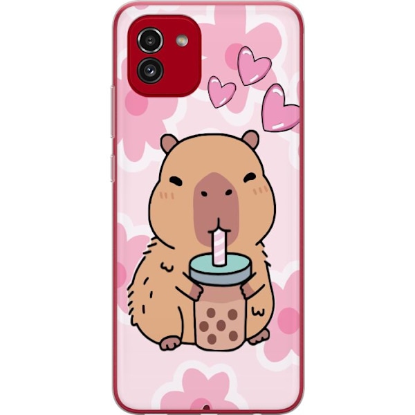 Samsung Galaxy A03 Läpinäkyvä kuori Kawaii Capybara Sydän
