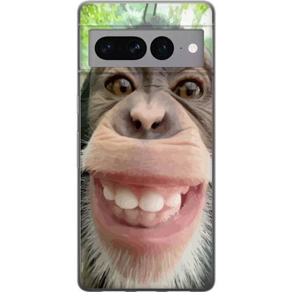 Google Pixel 7 Pro Gennemsigtig cover Chimp Selfie Rolig Grafisk Design Abe Dyremotiv Trendy Sjovt Motiv Populært Urban Kunst Stil