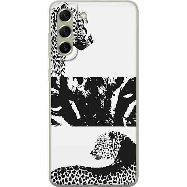 Samsung Galaxy S21 FE 5G Genomskinligt Skal Leopard Faces – trendigt mönster med leopardansikten
