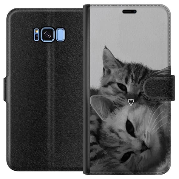 Kompatibelt Lommeboketui til Samsung Galaxy S8 Katt Hjerte