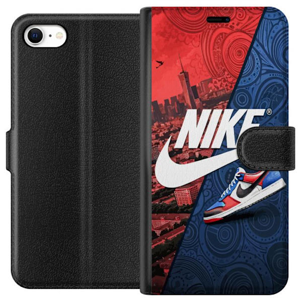 Apple iPhone 6 Plånboksfodral Nike Logotyp Röd Blå Sneaker Stil Sport Fashion Populärt Swoosh Motiv Träningskläder Grafisk Ikon
