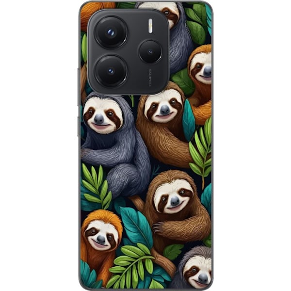 Xiaomi Redmi Note 14 Läpinäkyvä kuori Sengångarstil - rentoutunut muotoilu söpöllä laiskiaalla