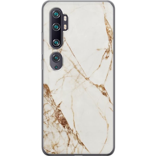 Xiaomi Mi Note 10 Läpinäkyvä kuori Valkoinen marmori