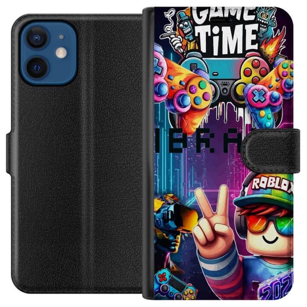 Kompatibel Tegnebogsetui til Apple iPhone 12 mini Neon gamer-kunst