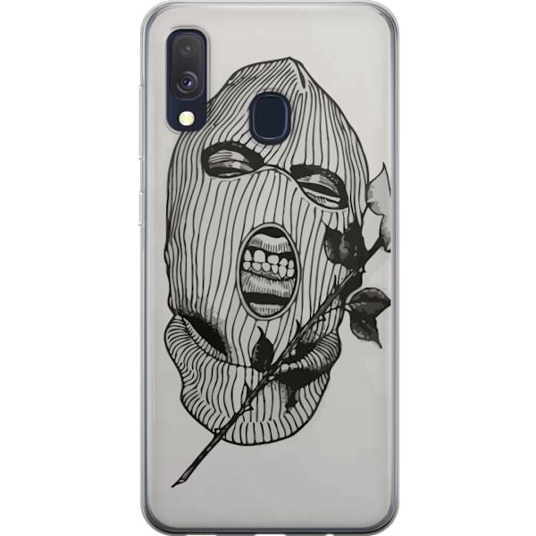 Samsung Galaxy A40 Gennemsigtig cover Ski Maske Ros Streetwear Design Grafisk Motiv Spænding Urban Stil Gadekunst Maskerade Symbol