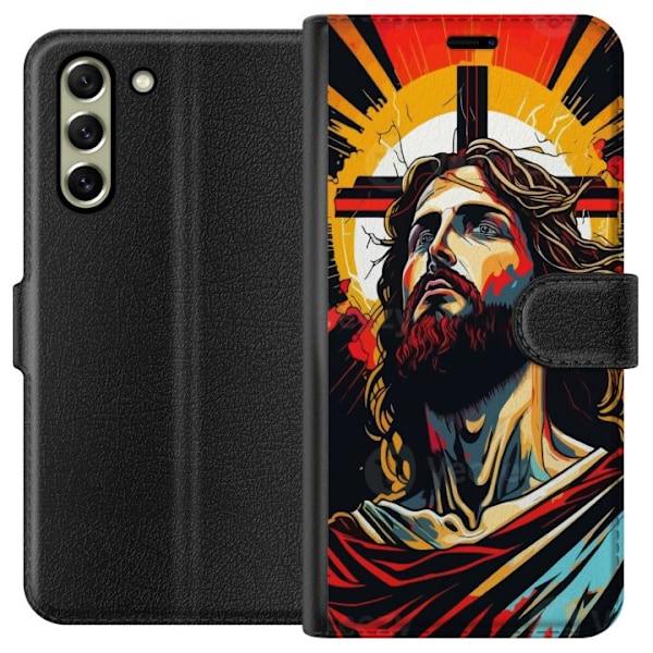Samsung Galaxy S21 FE 5G Lompakkokotelo Jeesus ja Kortti - usk
