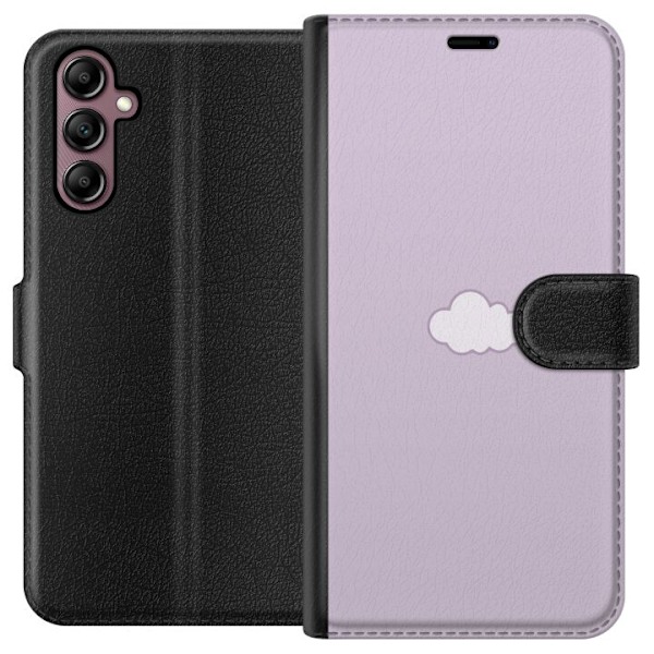 Samsung Galaxy A14 5G Plånboksfodral Lila Moln – minimalistiskt moln på lila bakgrund