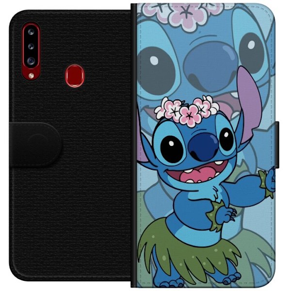 Samsung Galaxy A20s Lommeboketui Stitch under stjernene - Magi