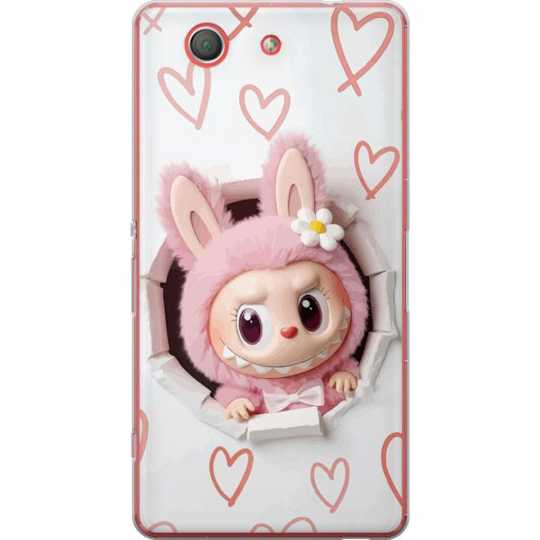 Sony Xperia Z3 Compact Genomskinligt Skal Labubu Hjärtbakgrund Pop Mart Kärlek Tema Figur Design Populärt Motiv Samlarfigur Art Toy Serie