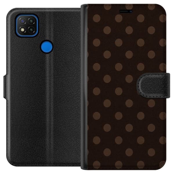 Kompatibelt Plånboksfodral till Xiaomi Redmi 9C Mocha Dots brun