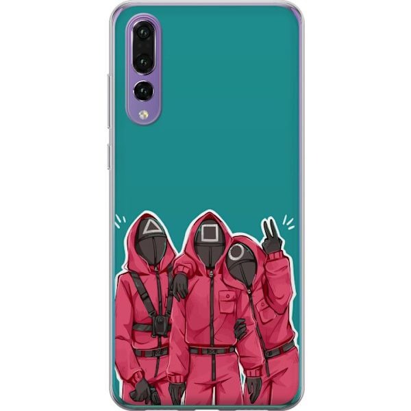 Huawei P20 Pro Genomskinligt Skal Squid Game Karaktärer Grafisk Design Seriefigurer Populär TV Motiv Asiatisk Stil Spännande Trend