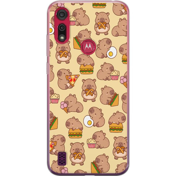 Motorola Moto E6s (2020) Läpinäkyvä kuori Kawaii capybara puhelinkotelo useilla söpöillä hahmoilla