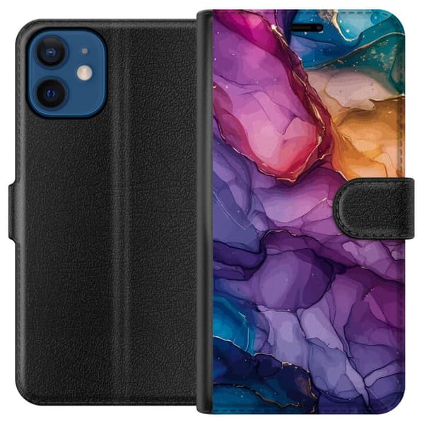 Kompatibelt Plånboksfodral till Apple iPhone 12 mini Färgstarka stenar