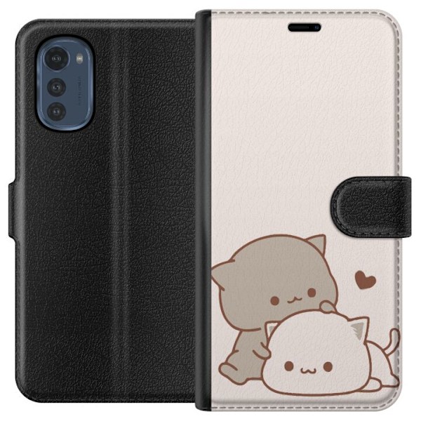 Motorola Moto E32s Lompakkokotelo Kawaii Söpö Kissat