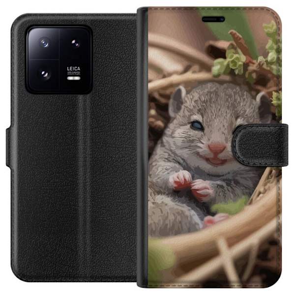 Xiaomi 13 Pro Lompakkokotelo Rotta Hymyilevä Eläinaihe Kaupunkikuva Urban Graafinen Suunnittelu Suosittu Hauska Motiivi Taide Tyyli