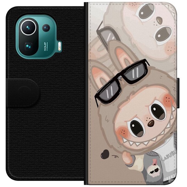 Xiaomi Mi 11 Pro Plånboksfodral Labubu Rainbow Chaos – Färgglatt monster i regnbågstoner